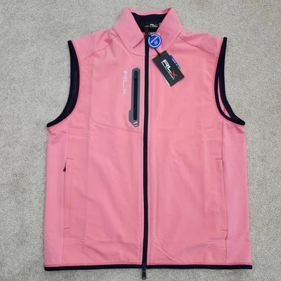 RLX Ralph Lauren Men Medium Golf Vest Full Zip Pink - Image 1 of 4