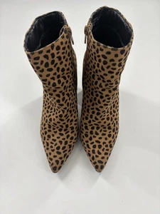Bambus Damen Leopardenmuster Stiefeletten Absatz spitz zulaufend seitlicher Reißverschluss Größe 7 - Bild 1 von 8