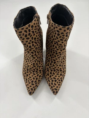 Botines de bambú para mujer con estampado de leopardo tacones punta cremallera lateral talla 7 Foto 1 de 4