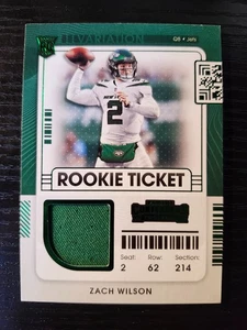 2021 Contenders Zach Wilson Rookie Ticket Relic Green #RSV-ZWI Jets - Picture 1 of 2