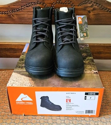 Men's Ozark Trail M OT Troy II Black Work Hiking Boots Size 7 US New With Box - Image 1 of 4