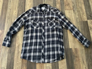 Wrangler Wrancher Camicia Grigio Plaid Perla Snap Up Uomo XLT - Foto 1 di 7