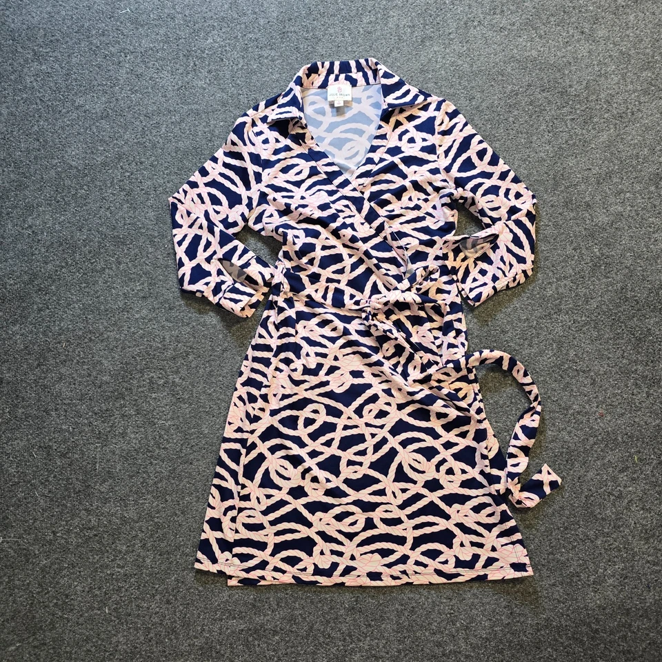 Платье женское Julie коричневое размер маленький сине-розовое с запахом морская веревка опрятное прибрежное - Изображение 1 из 4