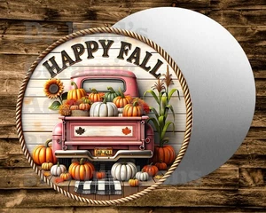 HAPPY FALL rundes Metallschild für Kranz, Basteln, Miniaturen & mehr. - Bild 1 von 1