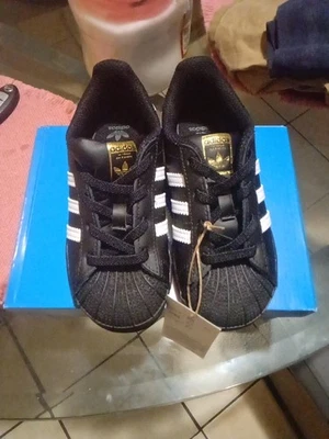 Tênis Adidas Superstar I infantil Core preto-nuvem branco EF5396 tamanho 9K - Imagem 1 de 2