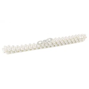 Women's Pearl Waist Chain Belt Elastic 1.8cm Wide Waistband - Picture 1 of 2