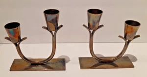 W.A. Rogers Candleholders (pair) #8922 Copper with Silver Plate - Bild 1 von 8