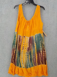 RAYA SUN SLEEVELESS DRESS WOMENS SZ 2X runs small TIE DYE PATTERN DRAWSTRING NWT - Picture 1 of 19
