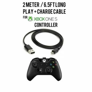 2M Long Play&Charge Cable Charging Cable Cord for Xbox One S Wireless Controller - Picture 1 of 3