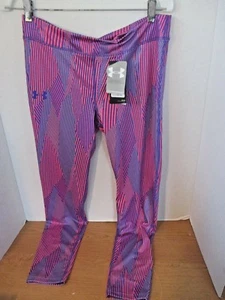 UNDER ARMOUR~Pink Purple HEATGEAR UPF 30 FITTED PANTS LEGGINGS~Girls Large~NWT - Picture 1 of 4