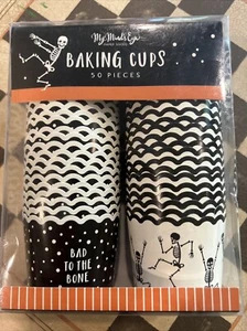 Fall Bake Cups 50 Cupcake Liners Halloween Party Ice Cream Treat Paper Skeleton - Picture 1 of 8