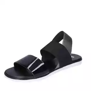 shoes women POLLINI sandals black patent leather silver textile BE340 - Picture 1 of 5