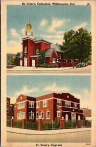 Vtg 1940s St Peters Cathedral & Convent Wilmington Delaware DE Linen Postcard - Picture 1 of 2