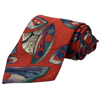 Corbata BUGLE BOY EE. UU. Para Hombre Talla 3.75" X 56" Rojo Azul Verde Abstracto Corbata Iglesia Foto 1 de 4