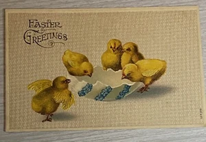 Vintage Ostern Postkarte geprägt Küken und Eier Made in Germany S L & Co. - Bild 1 von 4