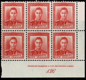 NEW ZEALAND - 1944 KGvi 1 1/2d RED. PLATE BLOCK 136 - #M4c6 - MUH - NZ 434 - Picture 1 of 1