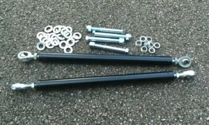 Pair bespoke Watts Linkage bars 3/8 1/2 UNF ends with fittings bolts and spacers - Afbeelding 1 van 1