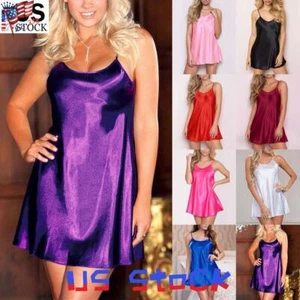Women Sexy Satin Silk Cami Dress Nightdress Lingerie Nightwear Sleepwear Nightie - Picture 1 of 21