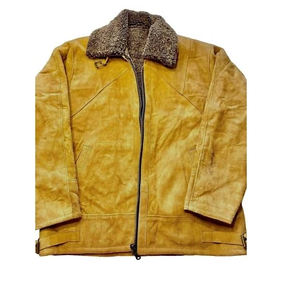 Chaqueta de gamuza Sherpa pesada para hombre forrada a mano abrigo de invierno marrón talla M U Foto 1 de 4