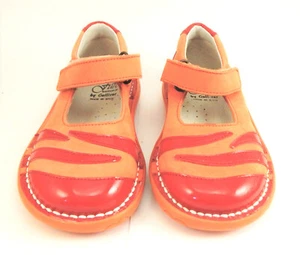 DE OSU/FARO -Spain -Girls Orange Leather Zebra Mary Jane Shoes -European -Size 7 - Picture 1 of 5