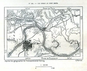 Fort Smith e Van Buren, Arkansas... Mappa antica, piano..1892 - Foto 1 di 1