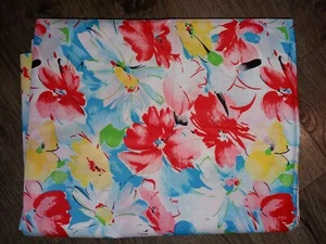 Vintage Acetate Fabric Pink Blue Bright Floral All Over Print 3+ yards 45" wide - Picture 1 of 5
