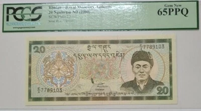 2000 BHUTAN 20 Ngultrum PCGS65 PPQ GEM NEW {P-23} - Image 1 of 4