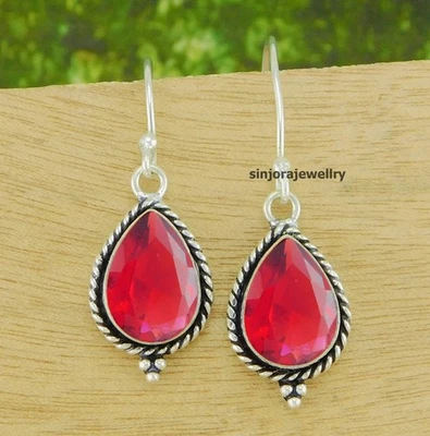 Orecchini pendenti/goccia fatti a mano in argento sterling 925 con pietra... - Immagine 1 di 4