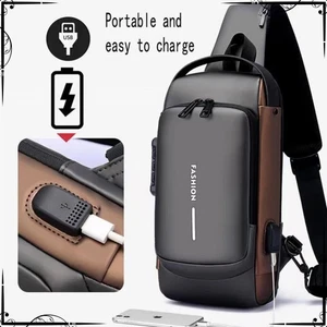 Bolso de pecho USB antirrobo de lujo para hombre bandolera bandolera viaje hombro ligero - Imagen 1 de 12