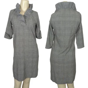 Gretchen Scott Dress black white size 0 / 2 Shrimp Wall Street Ruff Neck - Picture 1 of 20