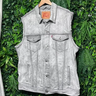 Chaleco de mezclilla Levi's para hombre talla XXL gris sin mangas camionero motociclista 3312 Foto 1 de 4