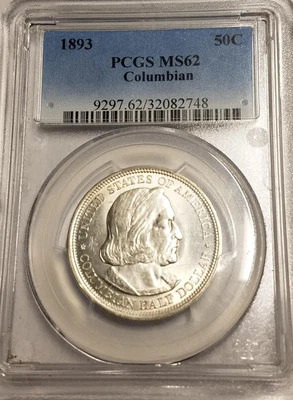 1893 50 cent Commemorative | PCGS MS62 | Columbian Exposition | Silver 50 c - Image 1 of 3