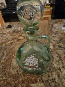 Vintage grüne Glas Weinkaraffe - Bild 1 von 4