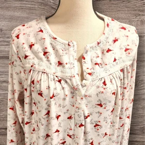 Secret Treasures Nachtwäsche Nachthemd L Cardinals Print Langarm Pyjama Kleid - Bild 1 von 6