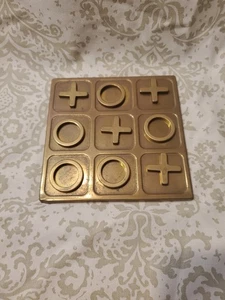 Juego de mesa vintage MCM latón tic tac toe con piezas - Imagen 1 de 6