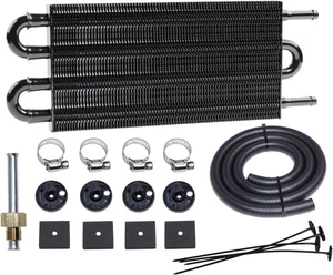 4 Row Radiator Auto-Manual Aluminum Transmission Oil Cooler + Hose Mounting Kit - Picture 1 of 11