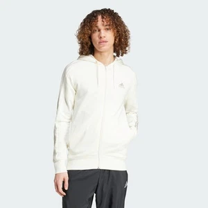 adidas men Essentials French Terry 3-Stripes Full-Zip Hoodie - Picture 1 of 13