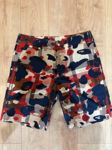 Pantalones Cortos BAPE A Bathing Ape Camuflados a Cuadros Love Gene Raros Como Nuevos Japón - Imagen 1 de 3