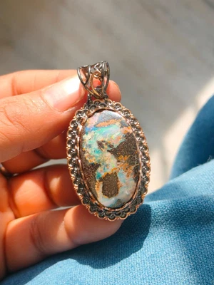 Ciondolo opale masso naturale appariscente argento sterling Power Healing... - Immagine 1 di 4