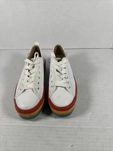 KEDS Triple Up Leather Platform Sneakers Rainbow White Multicolor W8.5 Y2K Retro - Picture 1 of 9