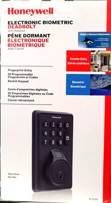 Honeywell Electric Biometric Deadbolt 8733501 - Matte Black New Free Ship - Image 1 of 4