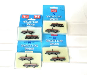 PECO N Gauge lot of 4 TWIN PACKS x No.NR39N SINGLE BOLSTER WAGONS - ALL BOXED - Picture 1 of 2