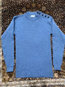 Vintage bretonischer Wollpullover Made in France Tricomer hellblau Herren S XS - Bild 1 von 17