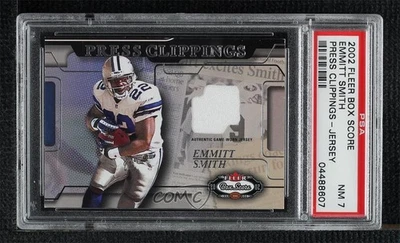 2002 Fleer Box Score Press Clippings Jerseys Emmitt Smith PSA 7 HOF - Image 1 of 3