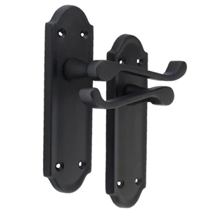 Matt Black Internal Door Handles Ashford Style Lever Latch Handles, 1 Pair. - Picture 1 of 12