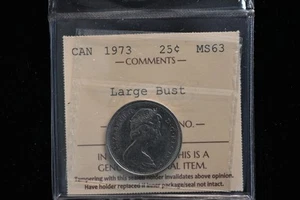 1973 Canada. (25c) Twenty Five Cents. Large Bust. ICCS Graded MS-63 - Picture 1 of 3