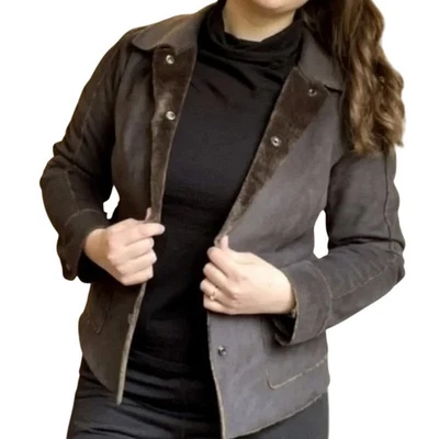 Cabi faux suede shearling lining jacket womens 4 western cowgirl boho festival - Image 1 of 4