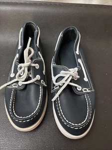 SPERRY Child Nautical Core Navy Blue White Leather Loafers Style 3594 SZ 2w - Picture 1 of 10