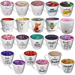 Inside Out Ceramic Mug with Gift Box Full Colour Pattern Inside - Choose Design - Picture 1 of 44