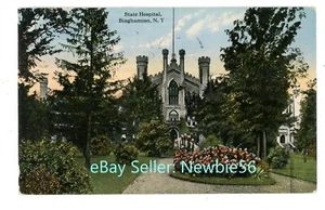 Binghamton NY - GARDEN & ENTRANCE TO STATE HOSPITAL - Postcard - Picture 1 of 2